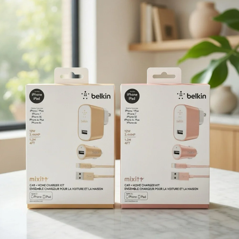 Belkin Mixit Car + Home Charger Kits - Gold & Pink (2 Complete Sets)